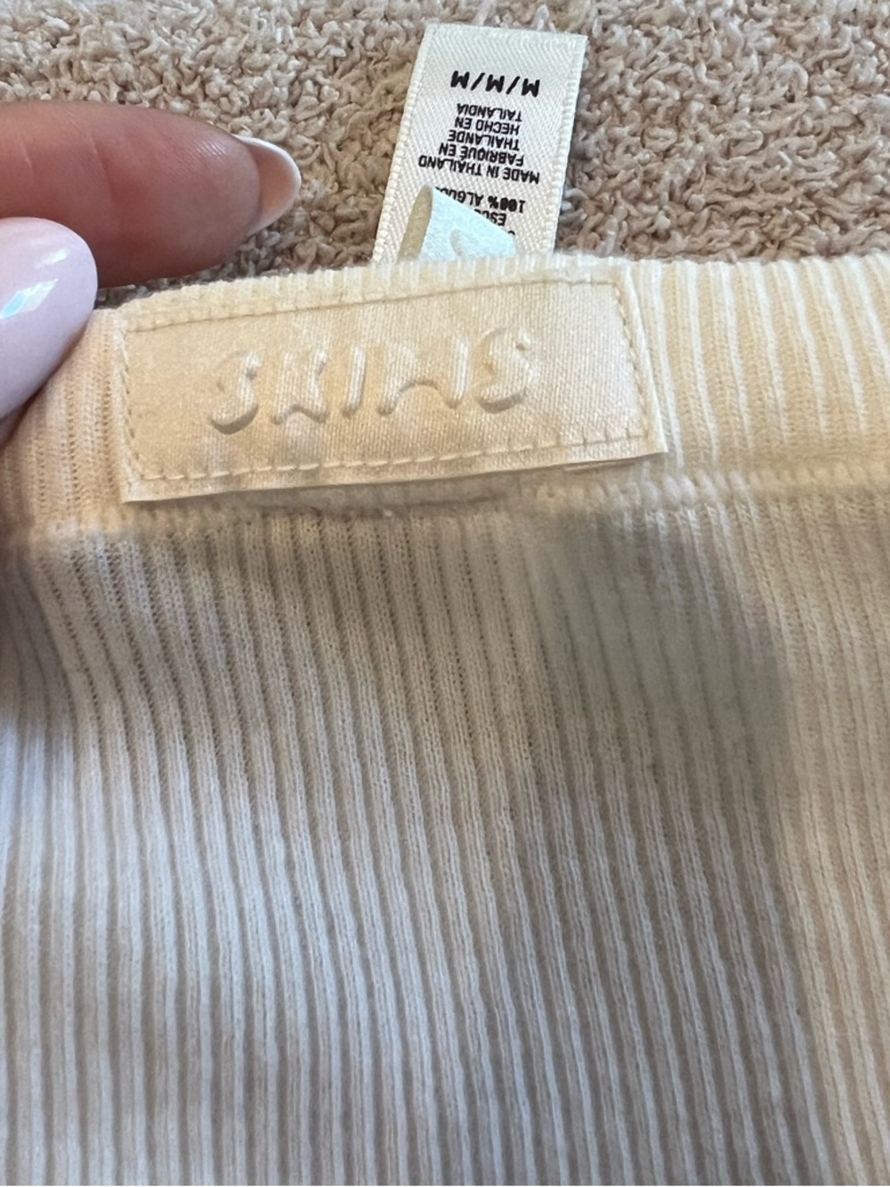 NWT Skims Cream Ribbed Henley Long Sleeve Bodysuit - Picture 5 of 5